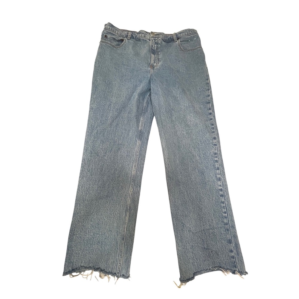 Abercrombie & Fitch The 90s Straight‎ Ultra High Rise Jeans Raw Hem Blue 34/18L